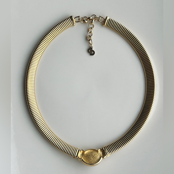 Christian Dior Vintage 1980s Omega Flex Collar Necklace Pearl Crystals Choker - Picture 8 of 10